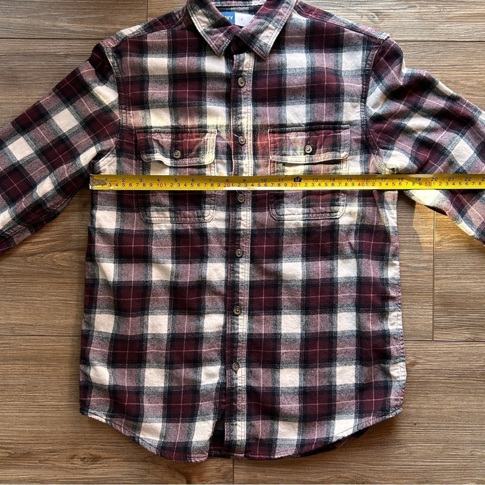 Old Navy | Double Brushed Flannel Shirt in Maroon/Black/White Plaid (Small) - Picture 4 of 11